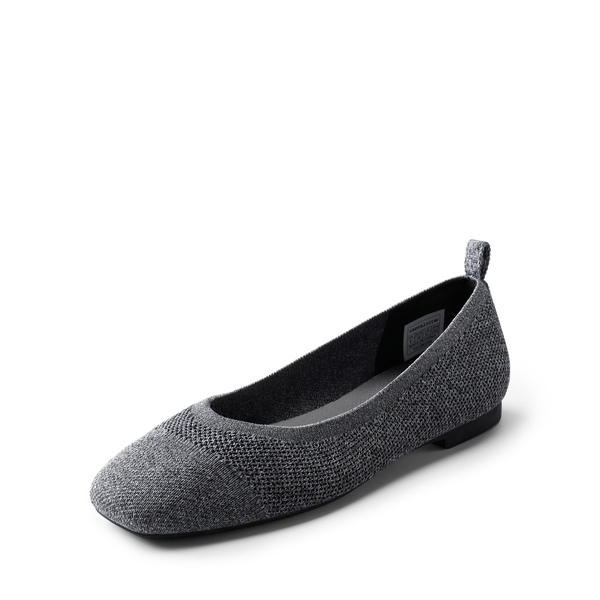  Square Toe Knit Sustainable Flats - FLOWER GREY -  0